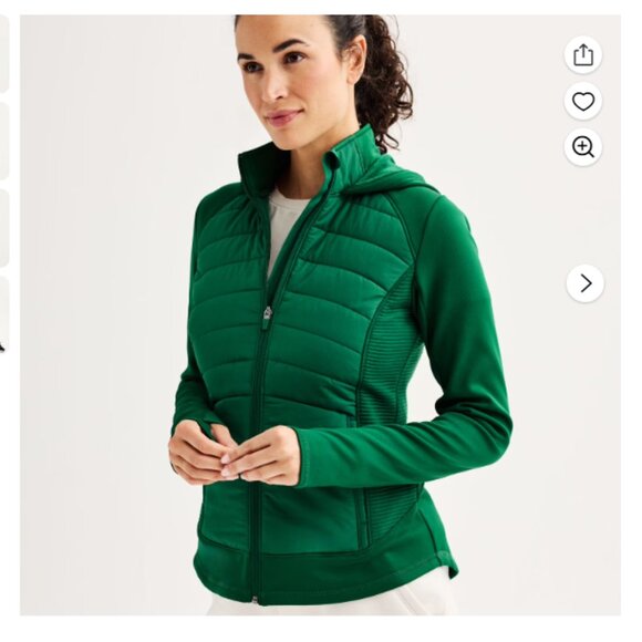Tek Gear Hooded Mixed-Media Jacket Color Size 1X Rugged Green - Picture 1 of 12